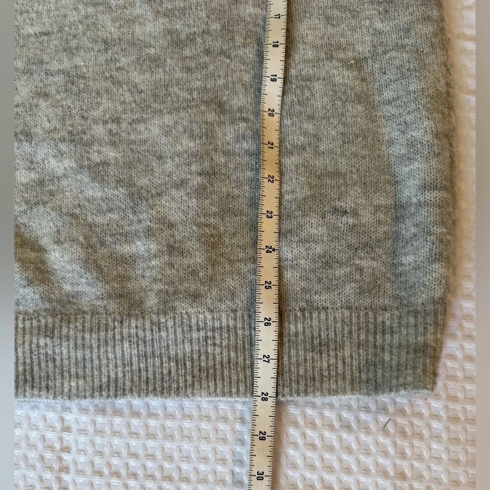 Sundry Light Gray V-Neck Sweater with Pastel Stripe Sleeve - Picture 8 of 9